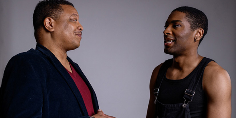 two men talking