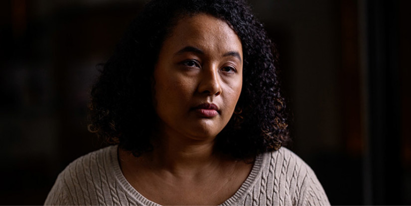 woman on a dark background